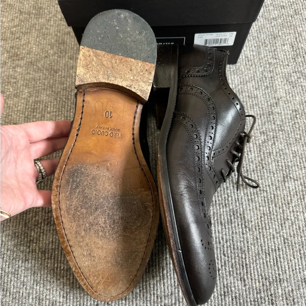 Brown Leather Men's Brogue Wingtip Shoes size 10